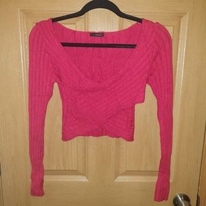 Knitted Red Wrap Top